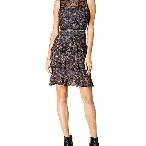 Glam by Glamorous Women's Lace-Yoke Tiered Dress.  SZ S - Picture 5 of 5